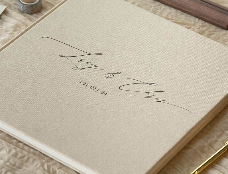 Real Linen Cream Guest Book (Design 1)