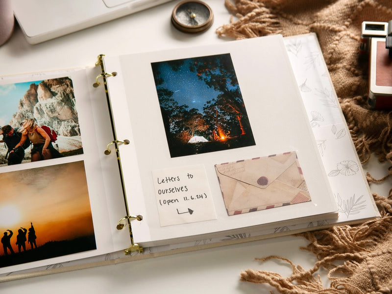 Self Stick Linen Photo Album Binder (D8) - Wedding Album Scrapbook Picture Memory Book For DIY Bride To Be 12th Anniversary Gift Couples