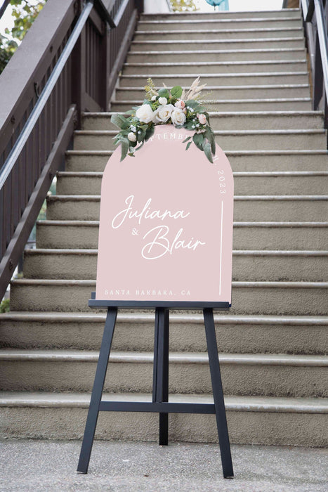 Personalized Arched Acrylic Wedding Welcome Sign (Design 3)