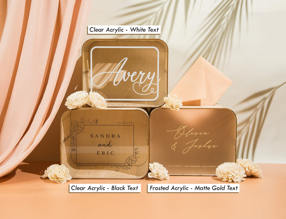 Wood & Acrylic Wedding Card Box (Design 3)