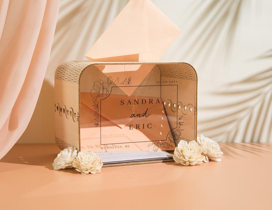 Wood & Acrylic Wedding Card Box (Design 2)