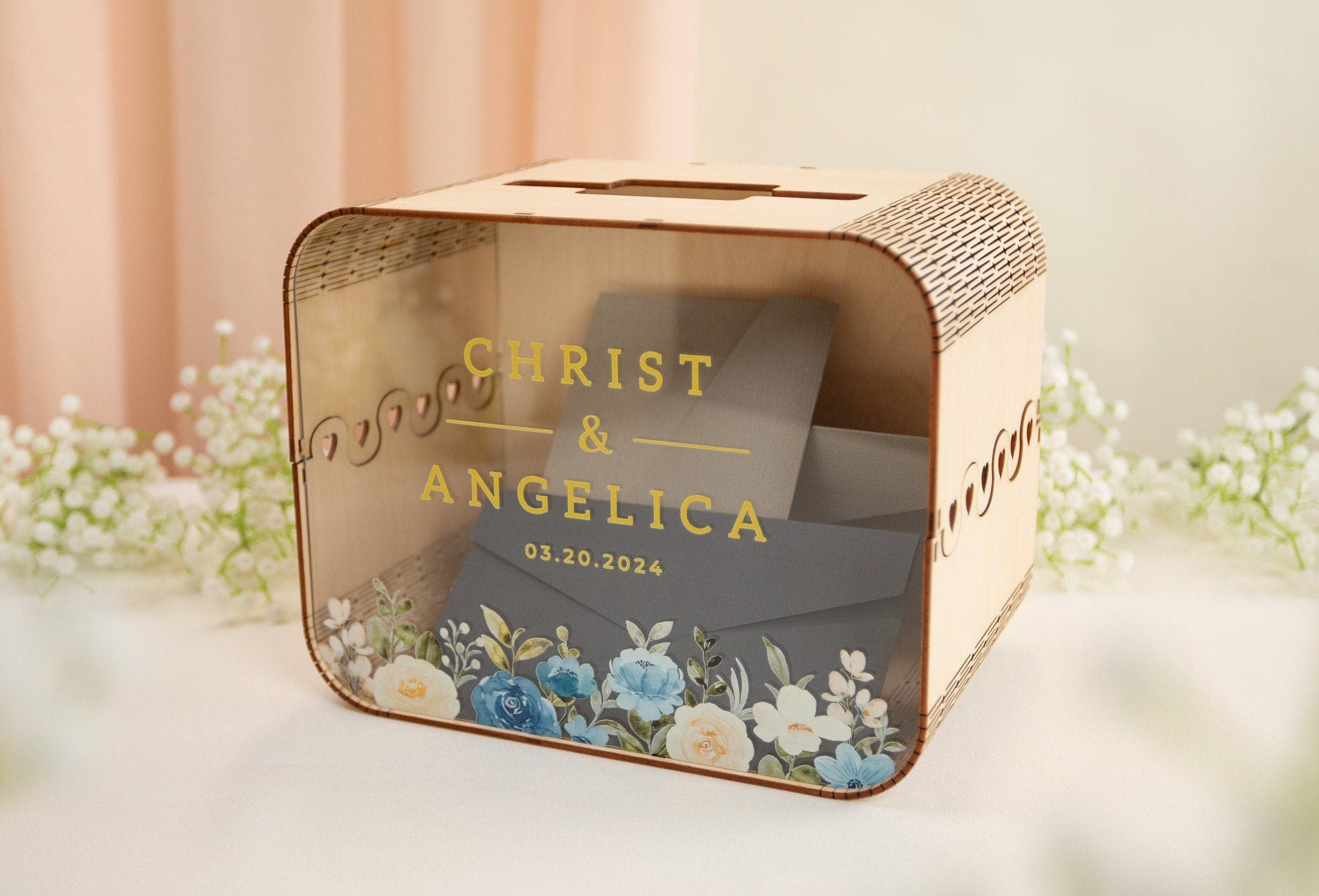 Wood & Acrylic Wedding Card Box (Design 5) — Modern Album Designs