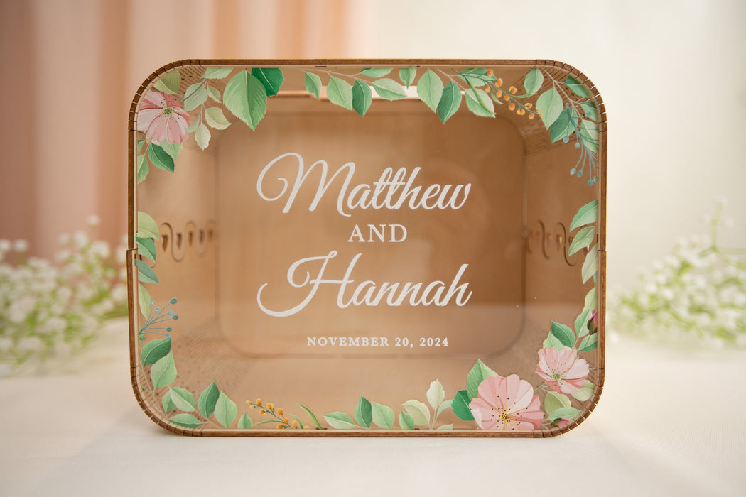 Wood & Acrylic Wedding Card Box (Design 6)