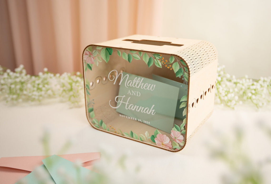 Wood & Acrylic Wedding Card Box (Design 6)