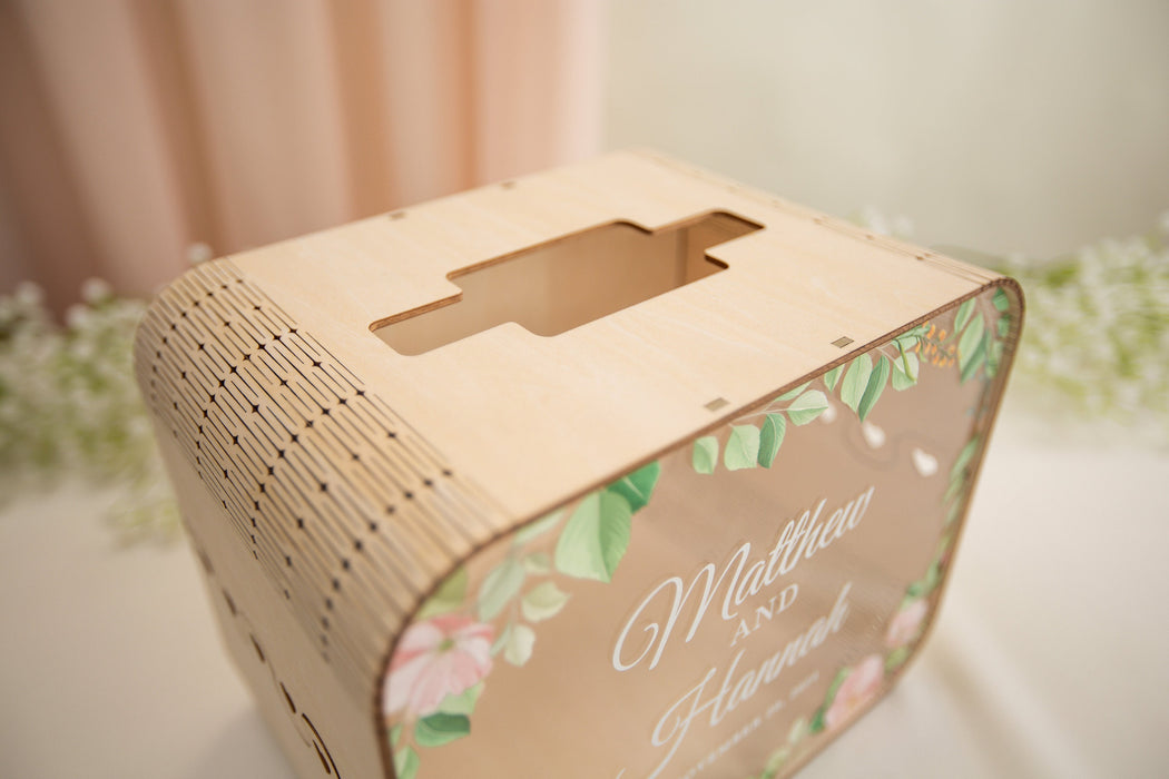 Wood & Acrylic Wedding Card Box (Design 6)