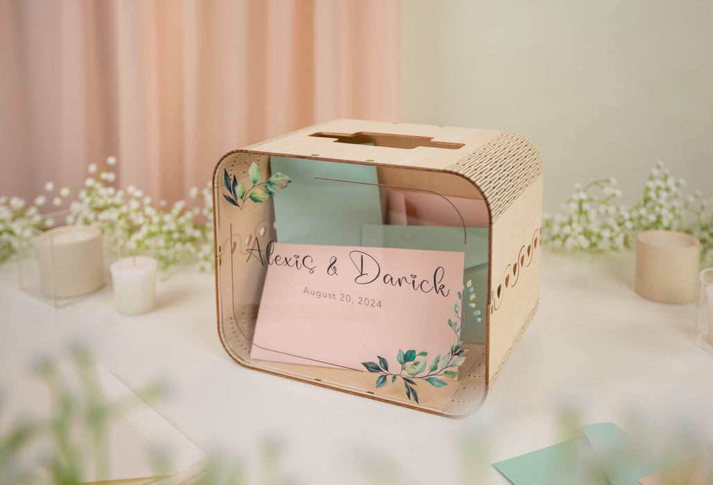 Wood & Acrylic Wedding Card Box (Design 7)