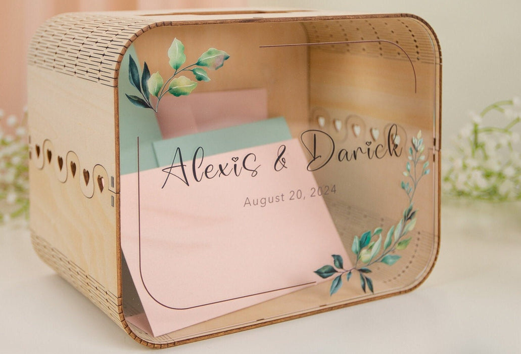 Wood & Acrylic Wedding Card Box (Design 7)