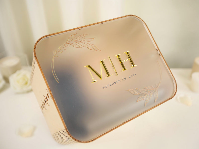 Wood & Acrylic Wedding Card Box (Design 13)