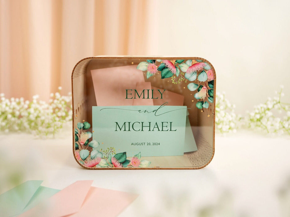 Wood & Acrylic Wedding Card Box (Design 4)