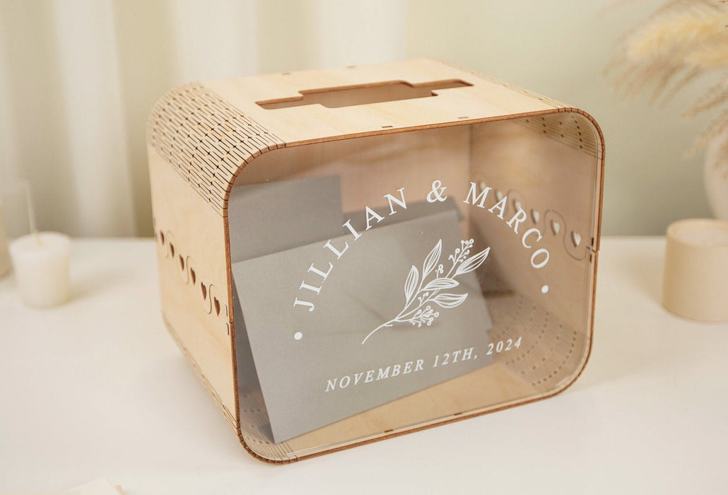 Wood & Acrylic Wedding Card Box (Design 8)