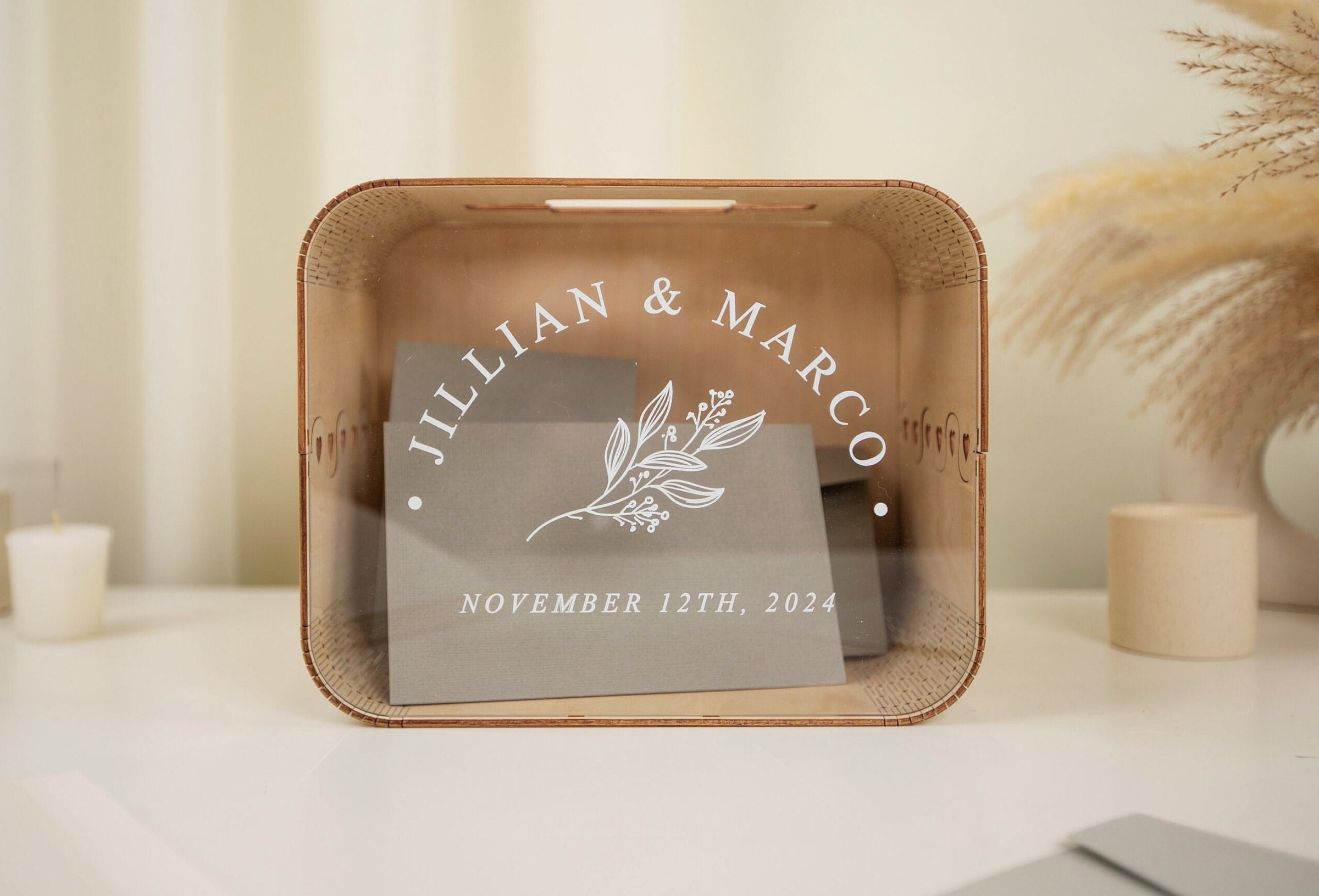 Wood & Acrylic Wedding Card Box (Design 8) — Modern Album Designs