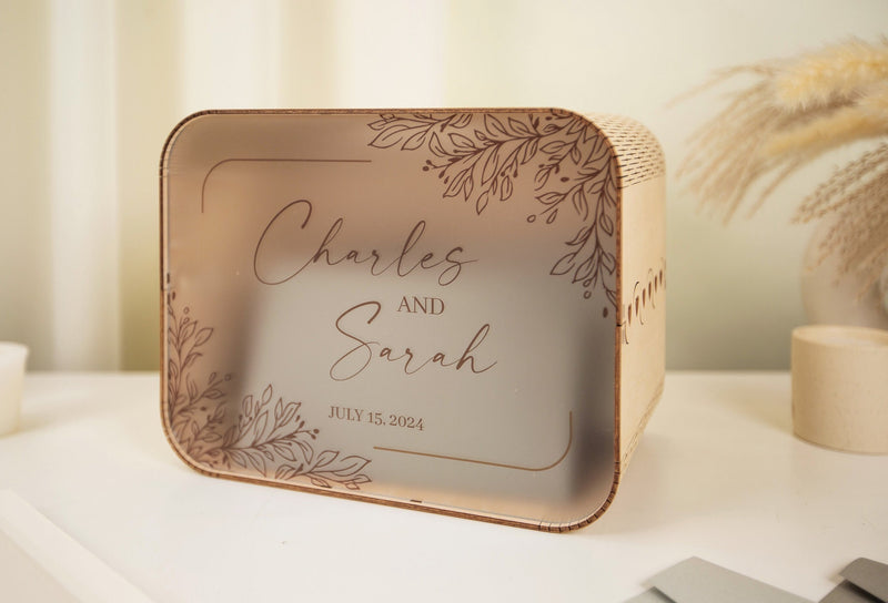 Wood & Acrylic Wedding Card Box (Design 10)