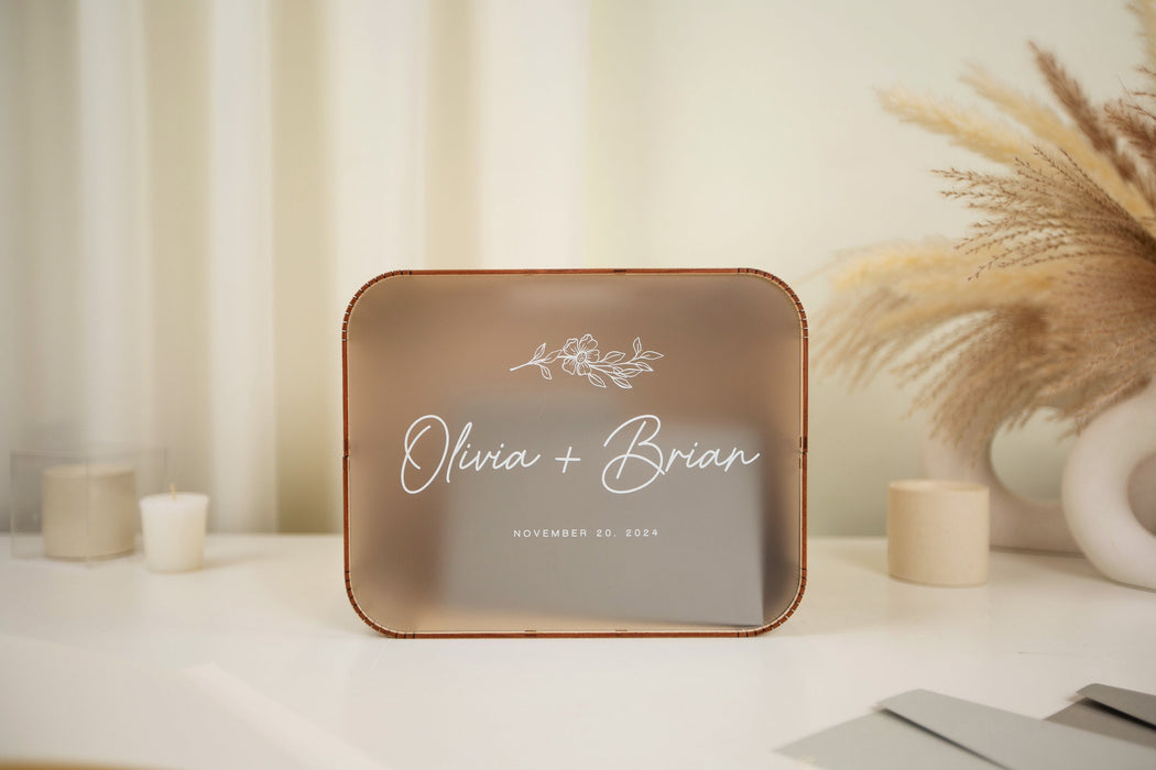 Wood & Acrylic Wedding Card Box (Design 11)