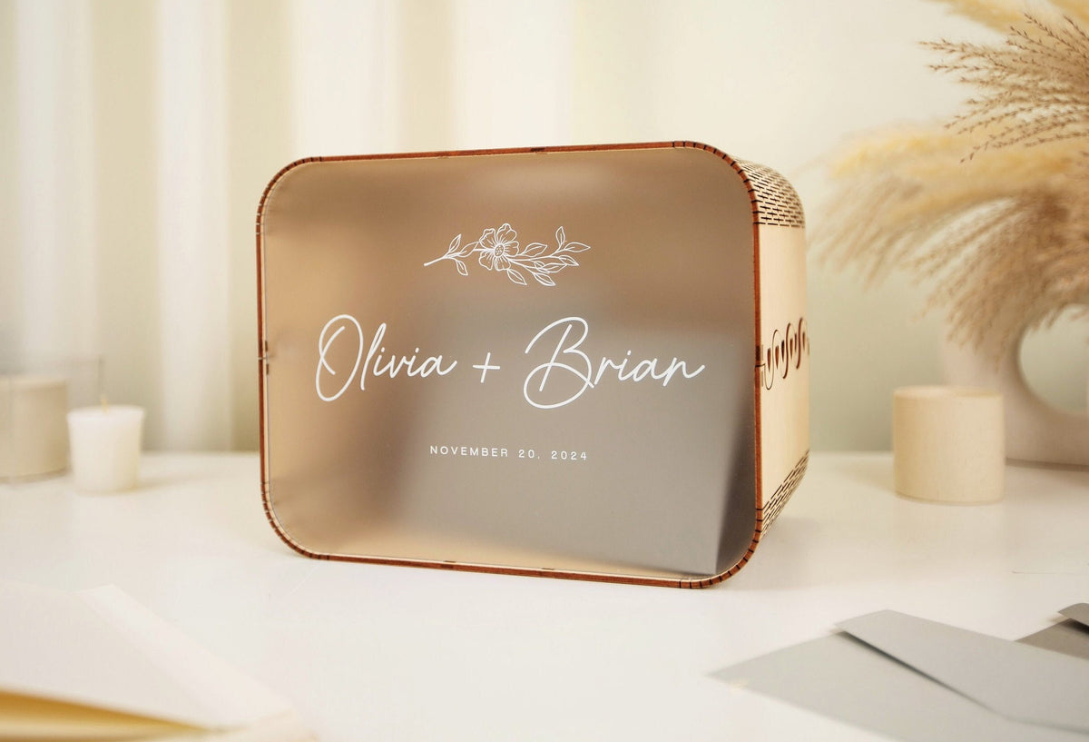 Wood & Acrylic Wedding Card Box (Design 11) — Modern Album Designs