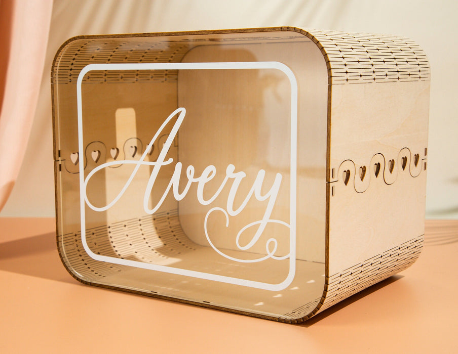 Wood & Acrylic Wedding Card Box (Design 3)