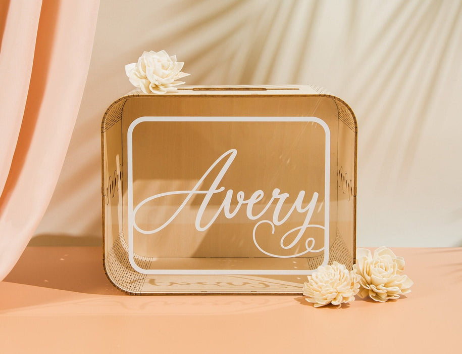 Wood & Acrylic Wedding Card Box (Design 3)