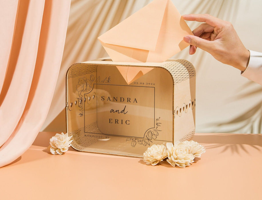 Wood & Acrylic Wedding Card Box (Design 2)