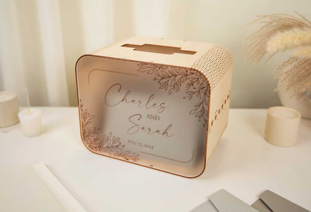 Wood & Acrylic Wedding Card Box (Design 10)