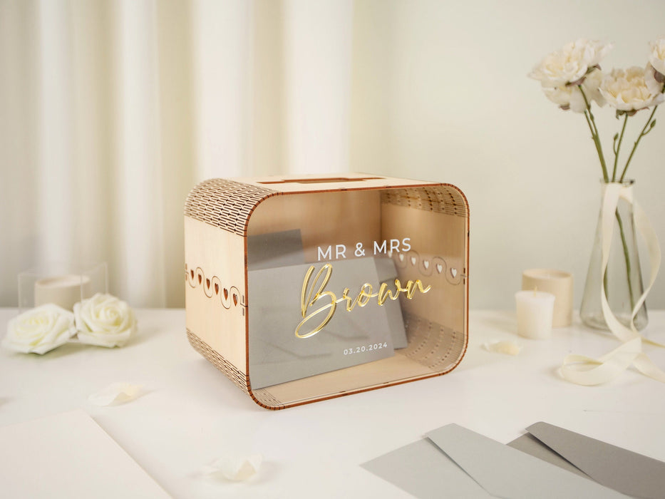 Wood & Acrylic Wedding Card Box (Design 12)