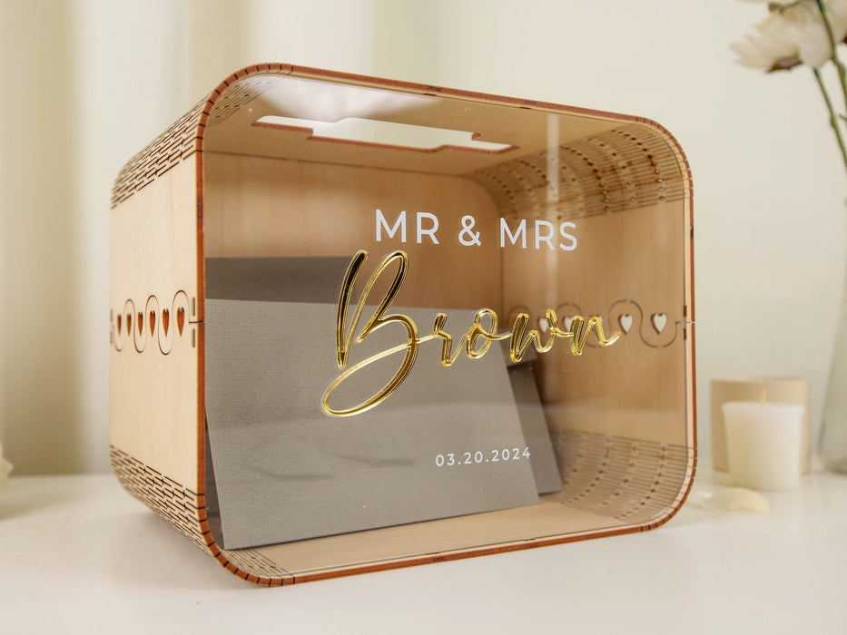 Wood & Acrylic Wedding Card Box (Design 12)