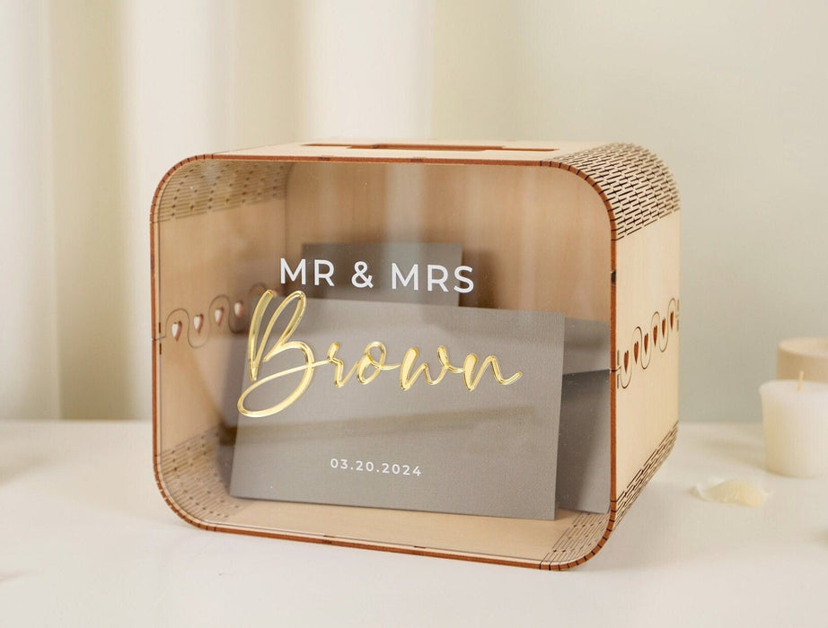 Wood & Acrylic Wedding Card Box (Design 12)