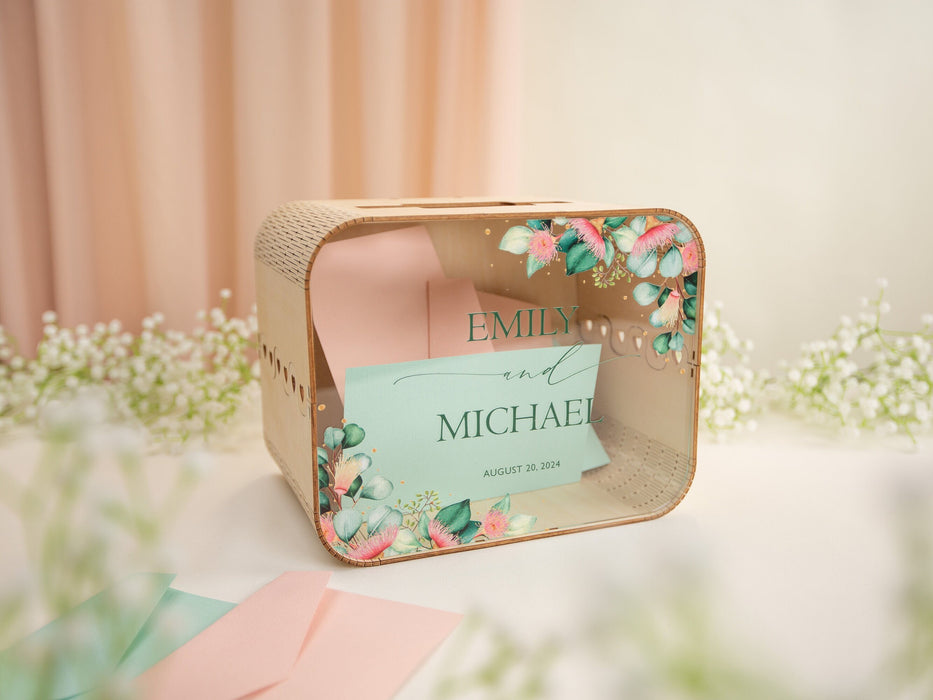 Wood & Acrylic Wedding Card Box (Design 4)