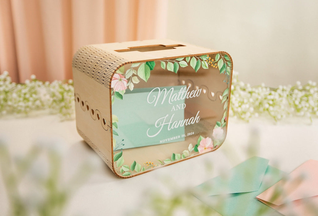 Wood & Acrylic Wedding Card Box (Design 6)