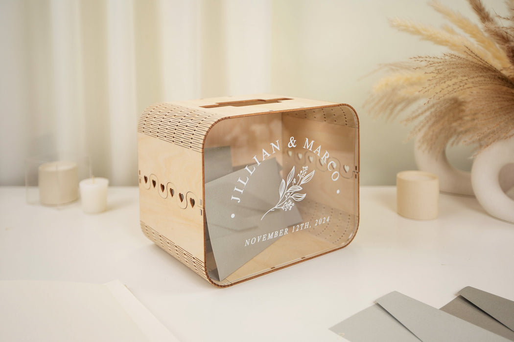 Wood & Acrylic Wedding Card Box (Design 8)