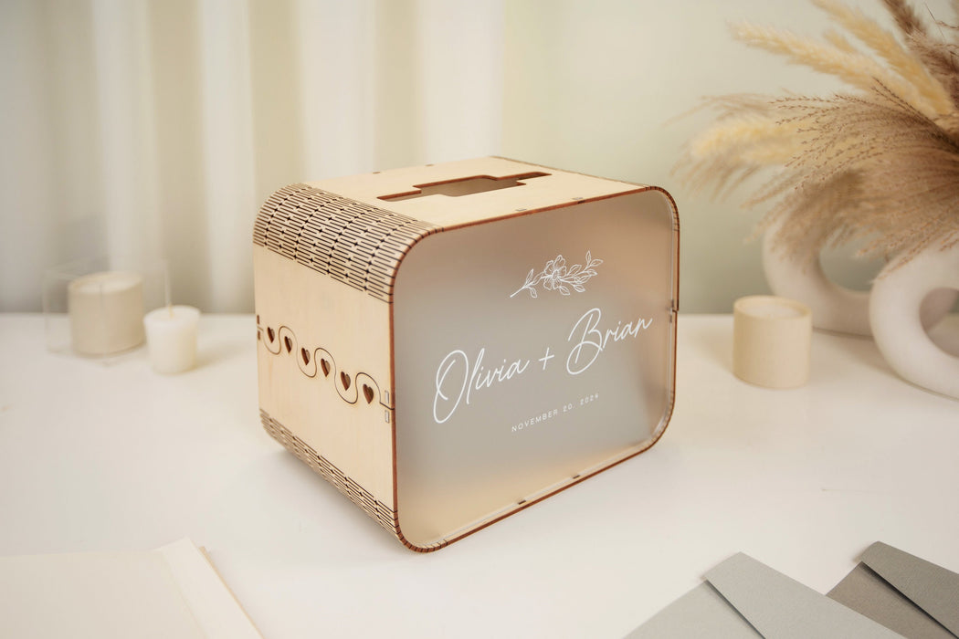 Wood & Acrylic Wedding Card Box (Design 11)