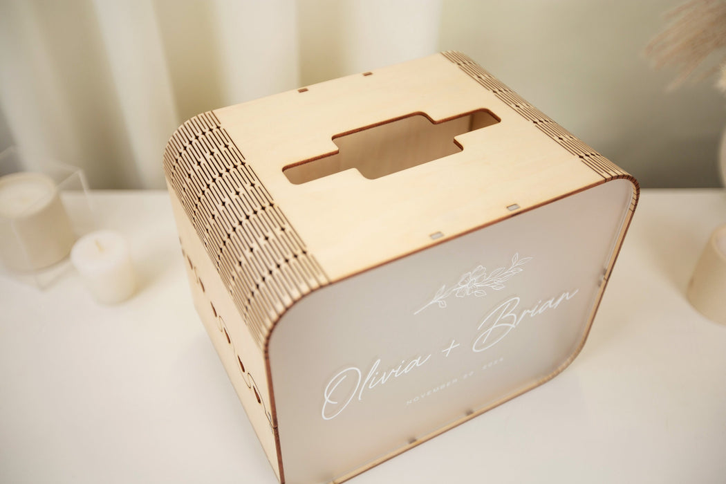 Wood & Acrylic Wedding Card Box (Design 11)