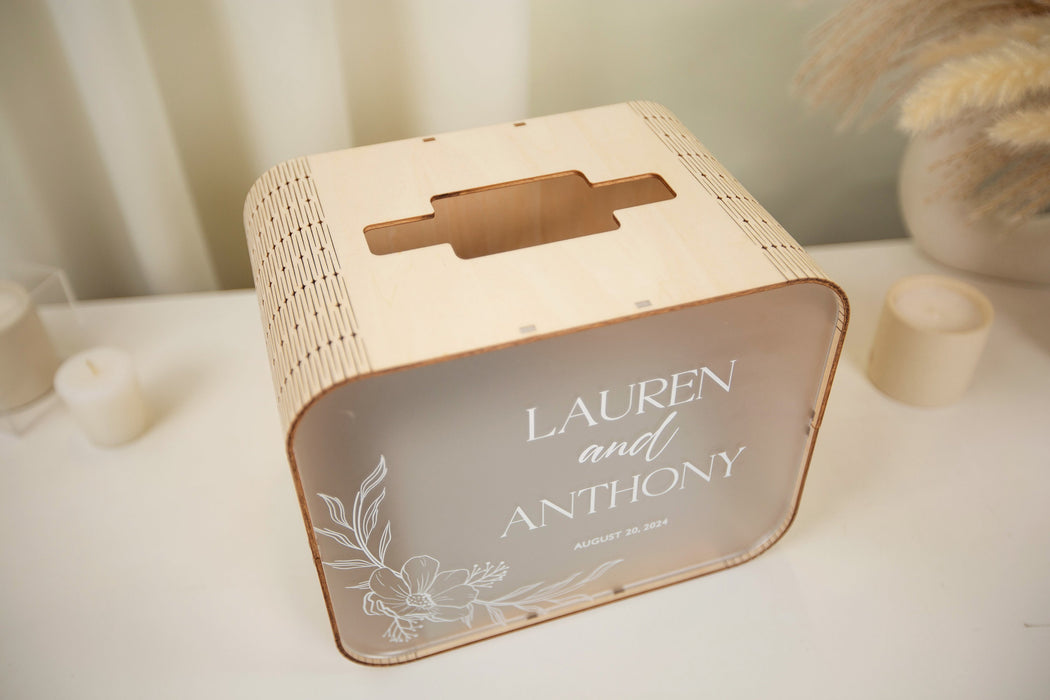 Wood & Acrylic Wedding Card Box (Design 9)