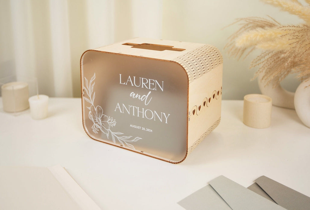 Wood & Acrylic Wedding Card Box (Design 9)