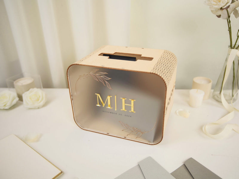 Wood & Acrylic Wedding Card Box (Design 13)