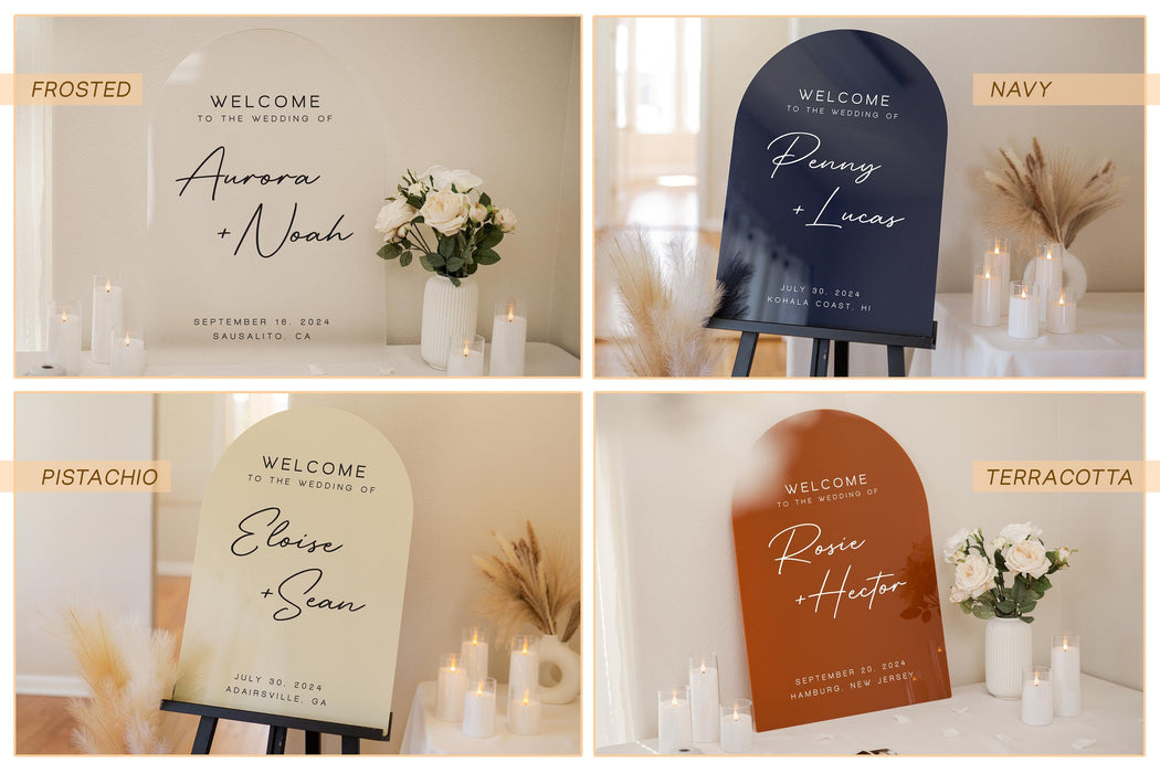 Personalized Arched Acrylic Wedding Welcome Sign (Design 2)