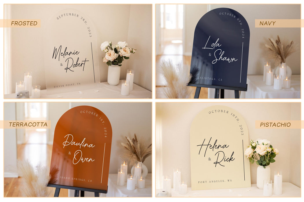 Personalized Arched Acrylic Wedding Welcome Sign (Design 3)