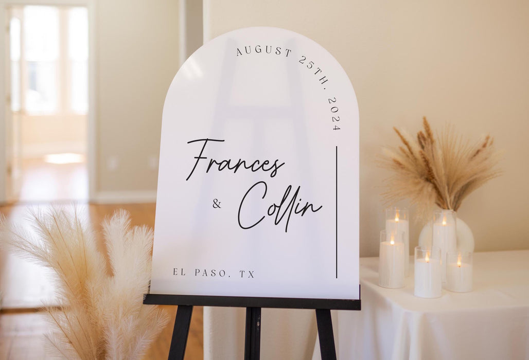 Personalized Arched Acrylic Wedding Welcome Sign (Design 3)