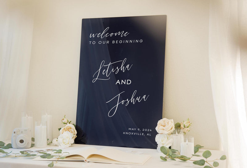 Personalized Acrylic Wedding Welcome Sign (Design 4)