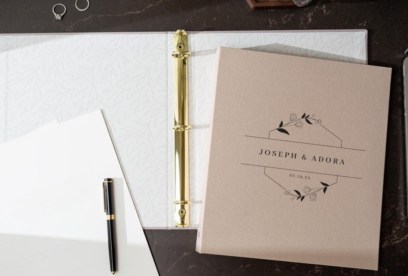 Wedding 3 Ring Linen Binder (Design 3)