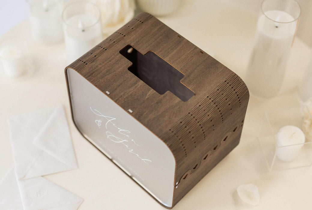 Brown Wood & Acrylic Wedding Card Box - D1