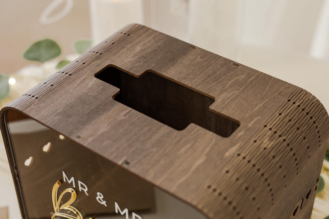 Brown Wood & Acrylic Wedding Card Box - D12