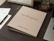 Linen Photo Album Binder (D4) - DIY Yearly Family Album Annual Memory Scrapbook Milestone Year In Review Journal w/ Sticky Pages