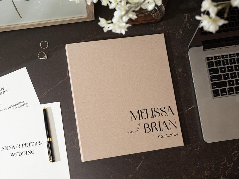 Self Stick Linen Photo Album Binder (D8) - Wedding Album Scrapbook Picture Memory Book For DIY Bride To Be 12th Anniversary Gift Couples