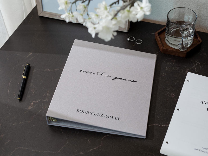 Linen Photo Album Binder (D4) - DIY Yearly Family Album Annual Memory Scrapbook Milestone Year In Review Journal w/ Sticky Pages