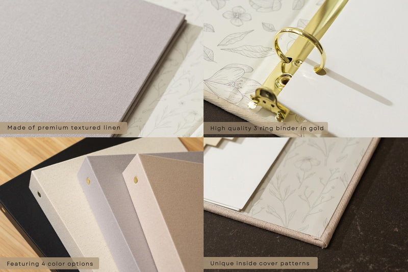 Wedding 3 Ring Linen Binder (Design 3)