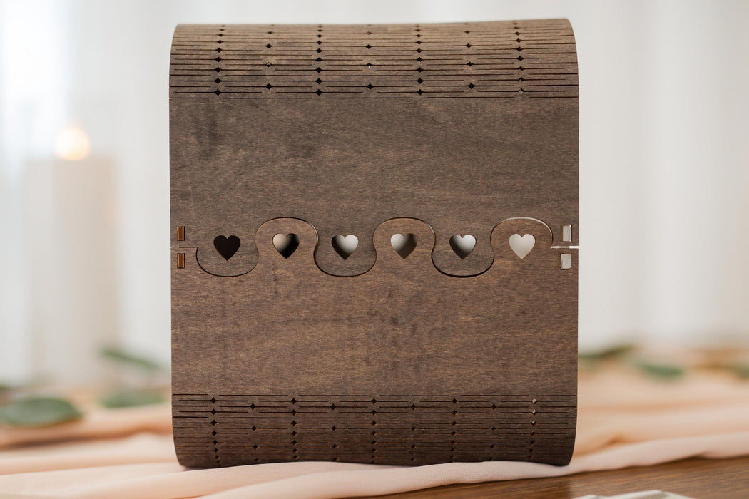 Brown Wood & Acrylic Wedding Card Box - D6