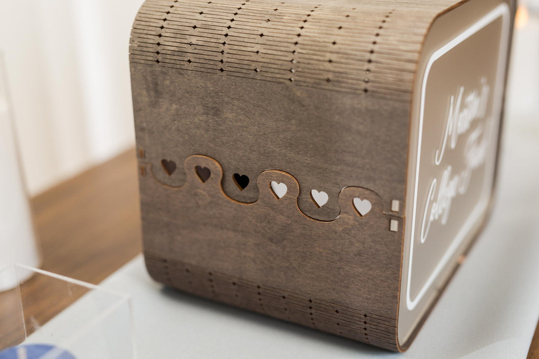 Brown Wood & Acrylic Wedding Card Box - D3