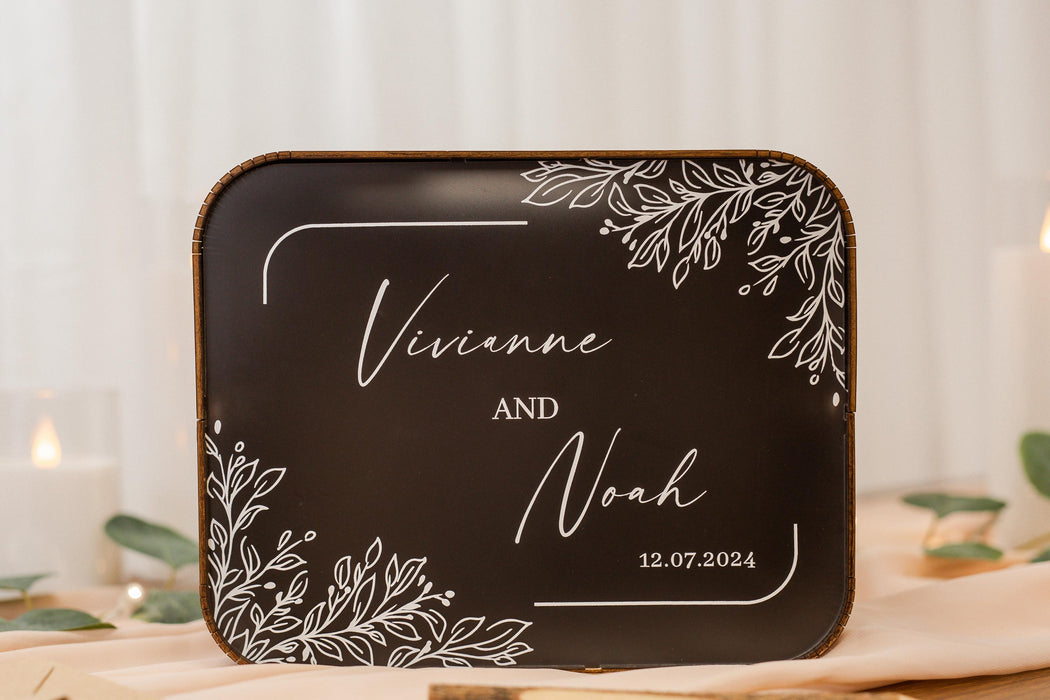 Brown Wood & Acrylic Wedding Card Box - D10