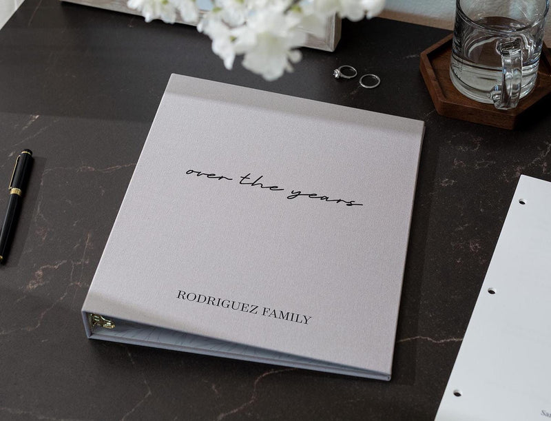Linen Scrapbook Binder (D4) - Personalized Hardcover Portrait 3-Ring Album DIY Friendship Scrapbooking Travel Memory Book Refillable Sleeves
