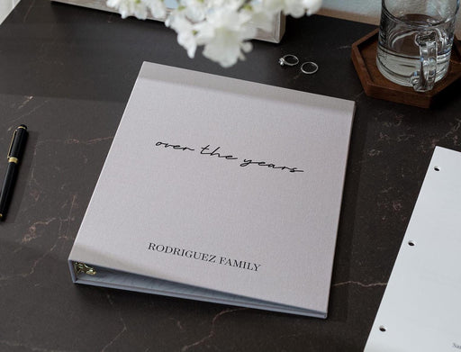 Linen Scrapbook Binder (D4) - Personalized Hardcover Portrait 3-Ring Album DIY Friendship Scrapbooking Travel Memory Book Refillable Sleeves