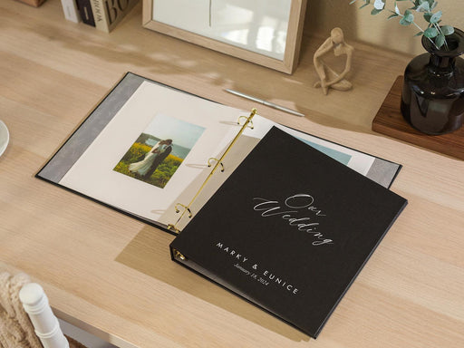 Self Stick Linen Photo Album Binder (D9) - Wedding Guestbook Album Scrapbook Anniversary Love Story Book w/ Refillable Peel-and-stick Pages